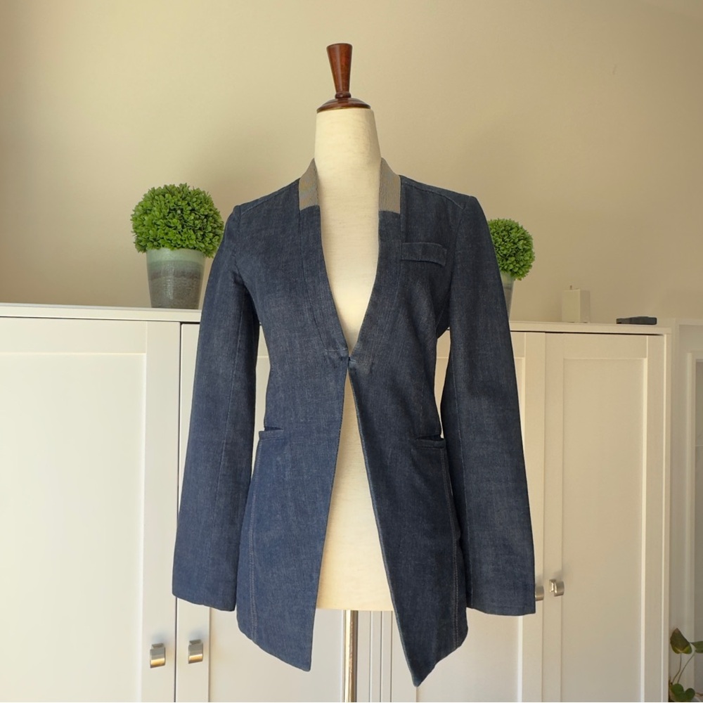 Brunello Cucinelli Blue Denim Monili Blazer Jacket 2